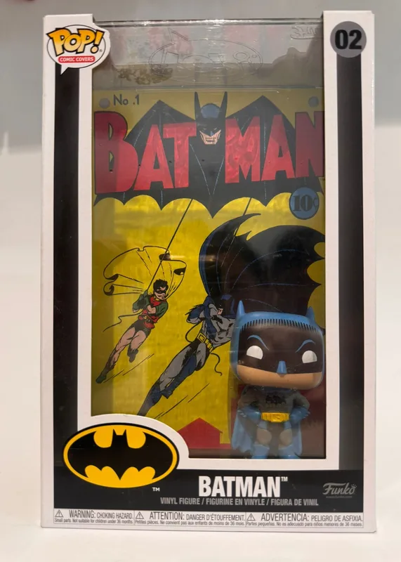 בובת Funko Pop! Comic Covers - באטמן על רקע עטיפת חוברת הקומיקס Batman #1