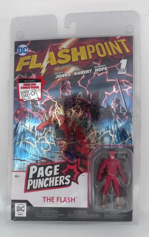 דמות הפלאש The Flash עם חוברת Flashpoint, סדרת DC Direct Page Punchers של McFarlane Toys