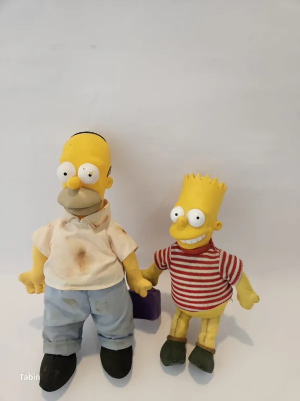 זוג בובות וינטג׳ מקוריות של משפחת סימפסון The Simpsons, הומר וברט, 1990