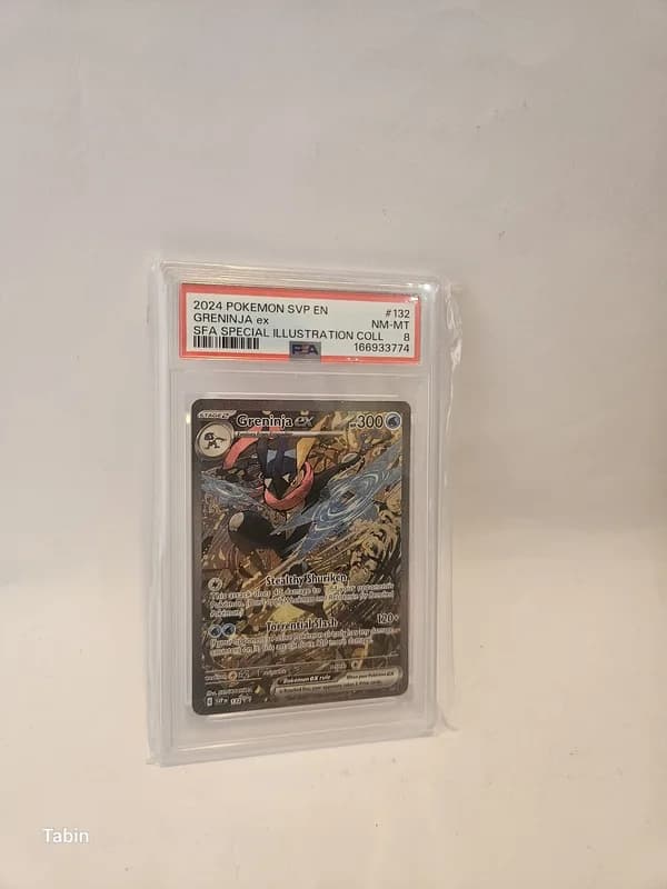 קלף פוקימון Greninja ex Special Illustration Collection משנת 2024, PSA 8