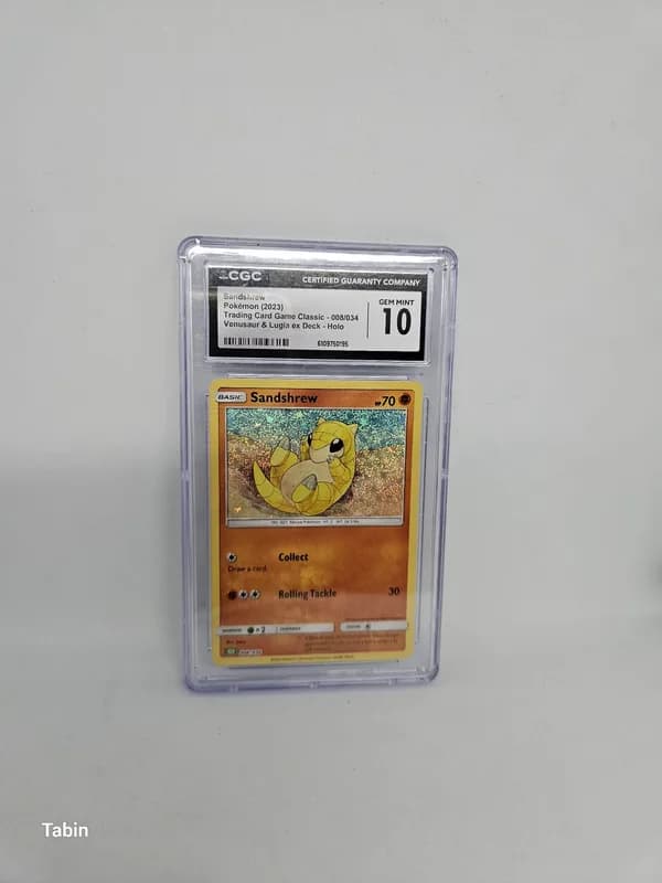 קלף פוקימון Sandshrew #008/034 Trading Card Game Classic Holo, CGC 10 Gem Mint